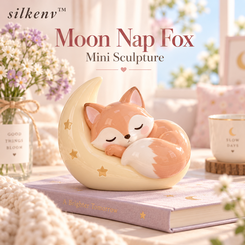 𝒔𝒊𝒍𝒌𝒆𝒏𝒗™ Moon Nap Fox Mini Sculpture