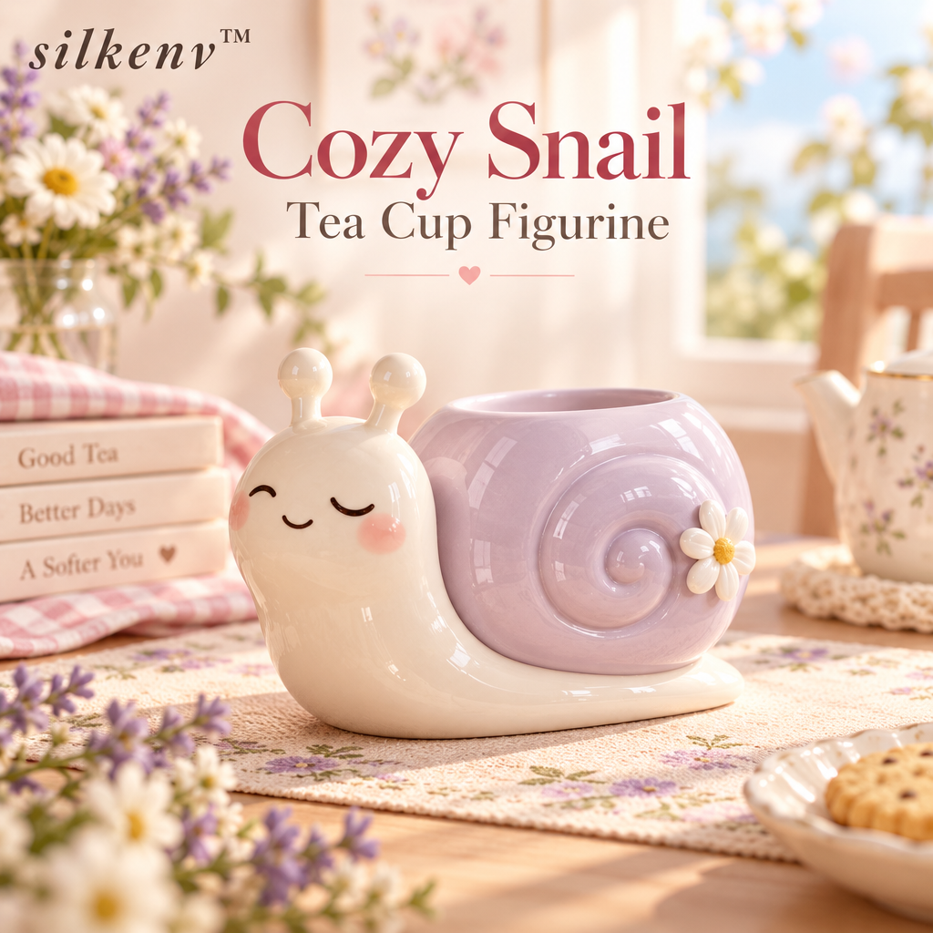𝒔𝒊𝒍𝒌𝒆𝒏𝒗™ Cozy Snail Tea Cup Figurine