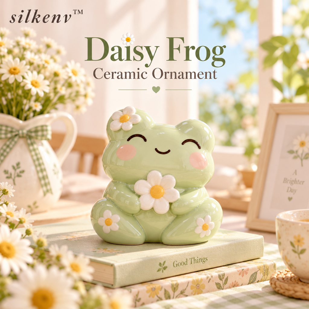 𝒔𝒊𝒍𝒌𝒆𝒏𝒗™ Daisy Frog Ceramic Ornament