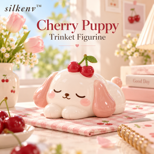 𝒔𝒊𝒍𝒌𝒆𝒏𝒗™ Cherry Puppy Trinket Figurine