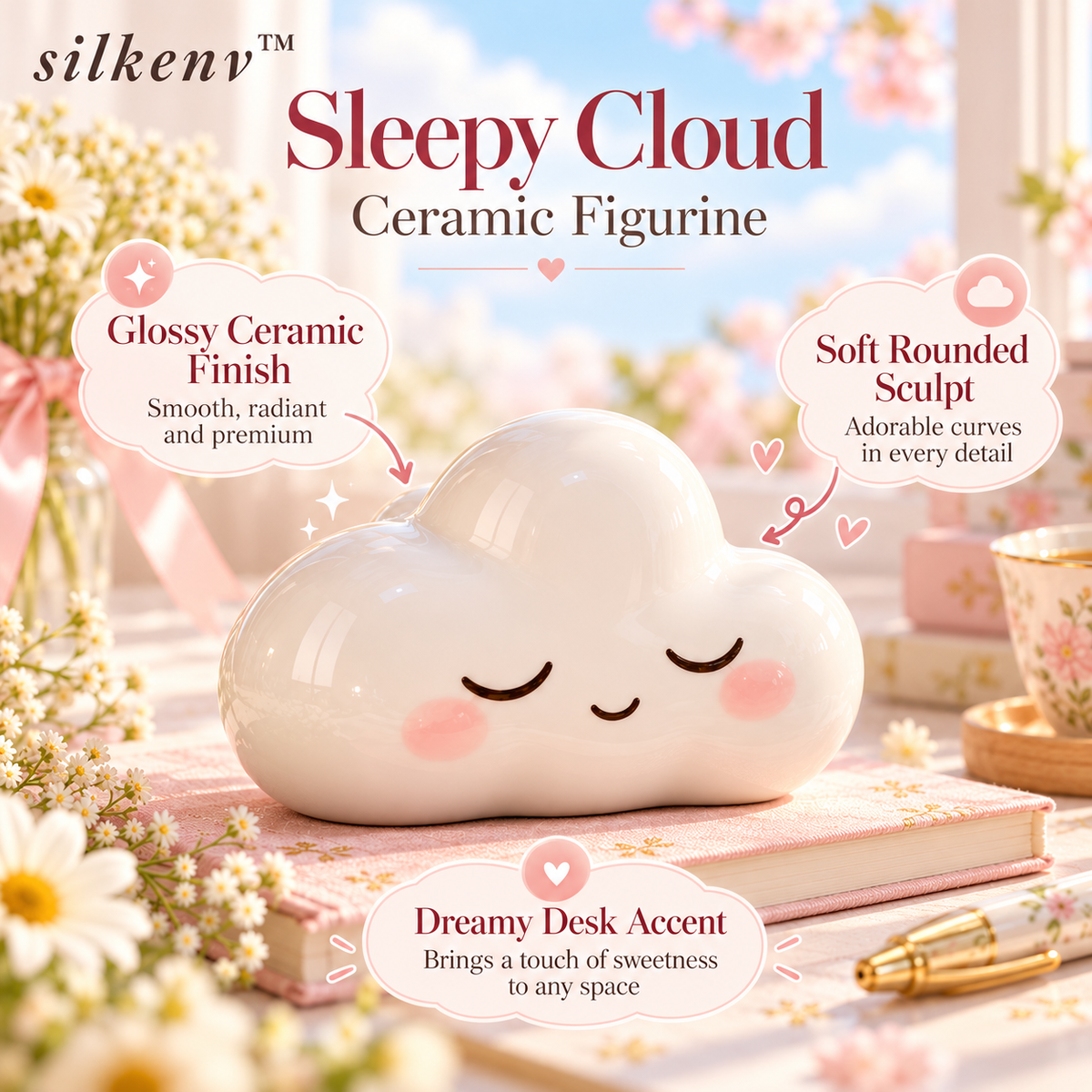 𝒔𝒊𝒍𝒌𝒆𝒏𝒗™ Sleepy Cloud Ceramic Figurine