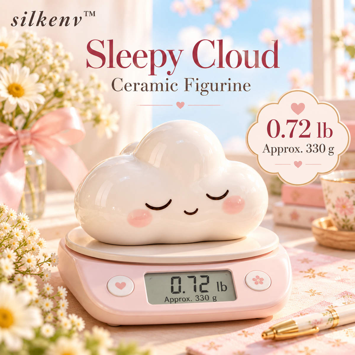 𝒔𝒊𝒍𝒌𝒆𝒏𝒗™ Sleepy Cloud Ceramic Figurine