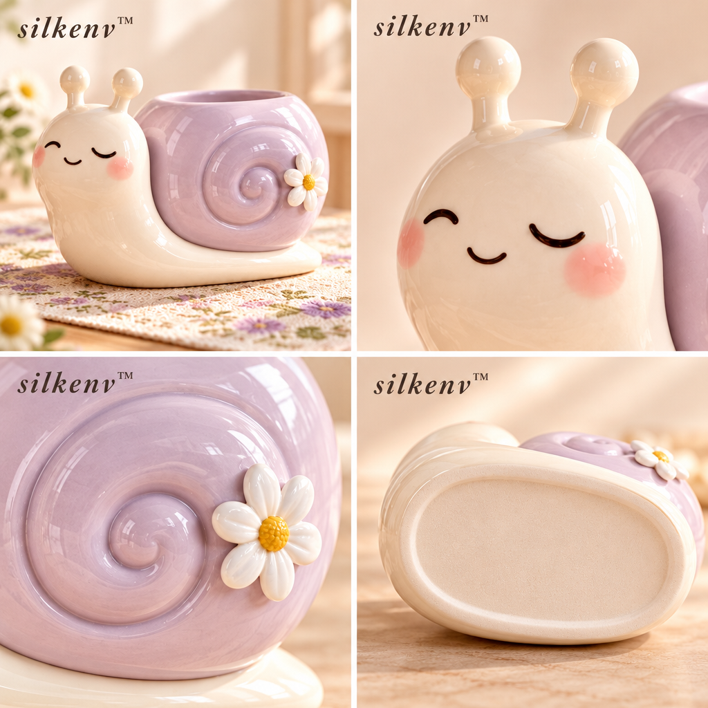 𝒔𝒊𝒍𝒌𝒆𝒏𝒗™ Cozy Snail Tea Cup Figurine