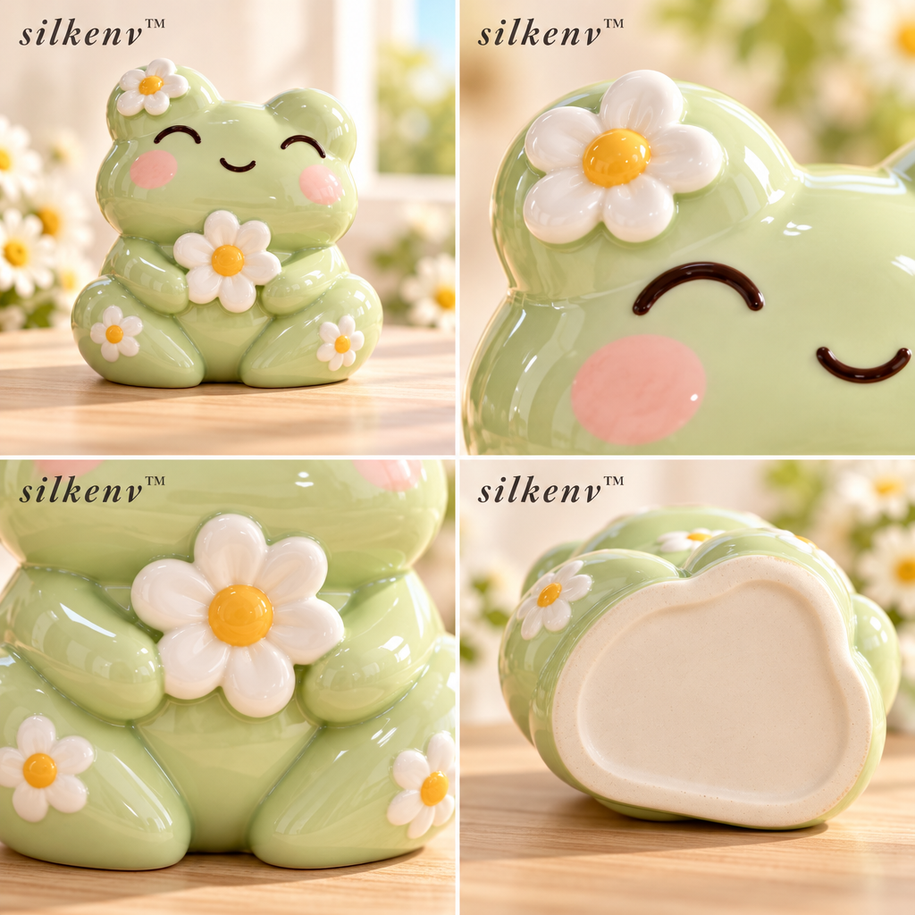 𝒔𝒊𝒍𝒌𝒆𝒏𝒗™ Daisy Frog Ceramic Ornament