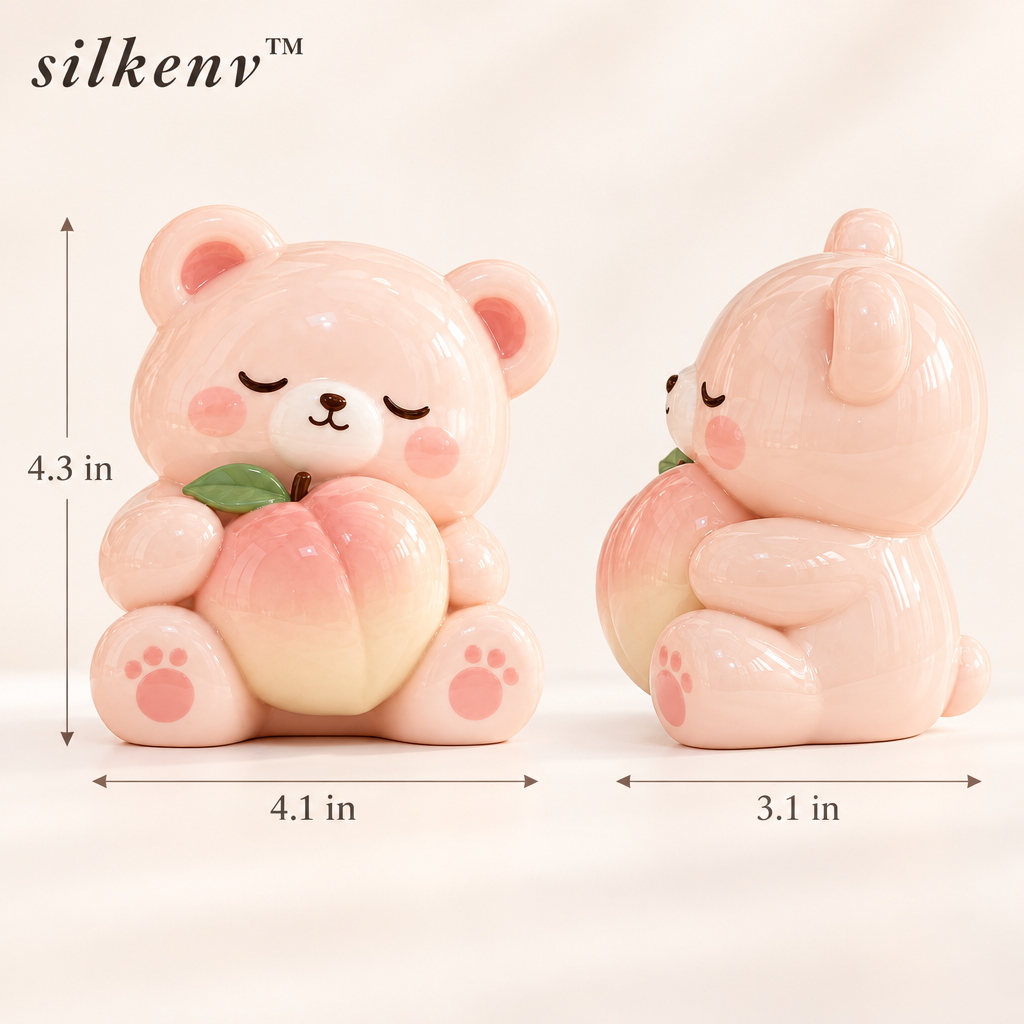 𝒔𝒊𝒍𝒌𝒆𝒏𝒗™ Peach Bear Shelf Sculpture