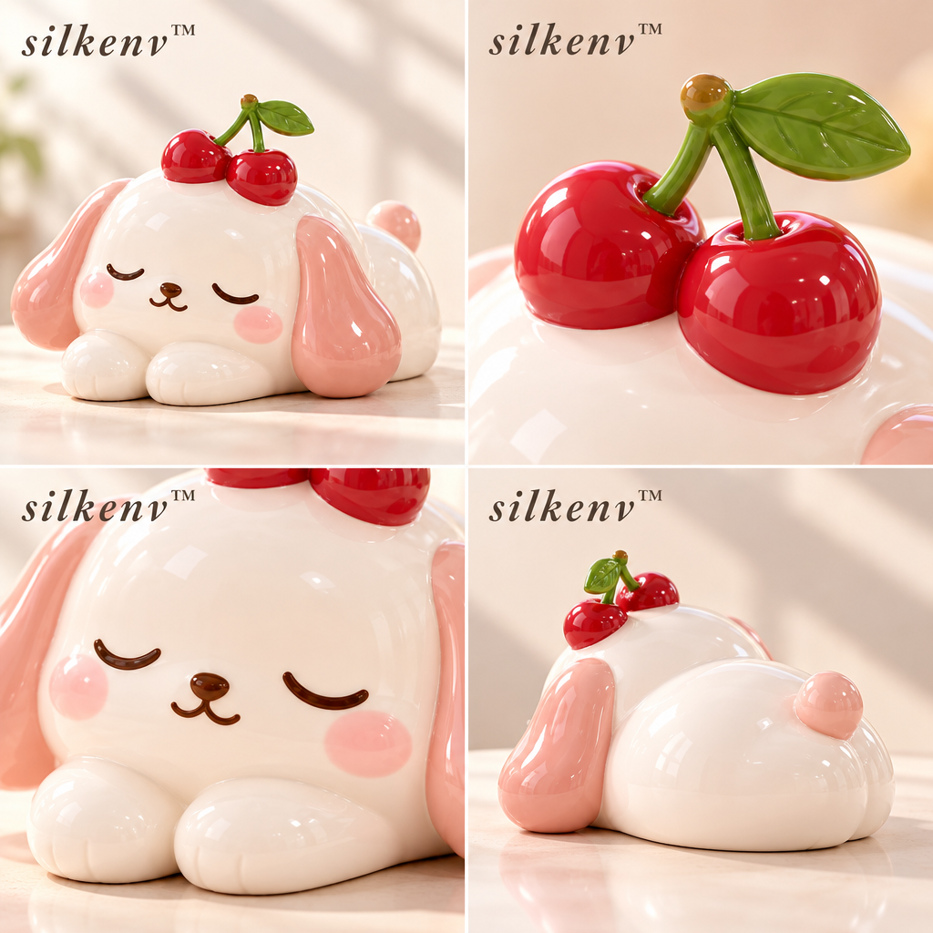 𝒔𝒊𝒍𝒌𝒆𝒏𝒗™ Cherry Puppy Trinket Figurine