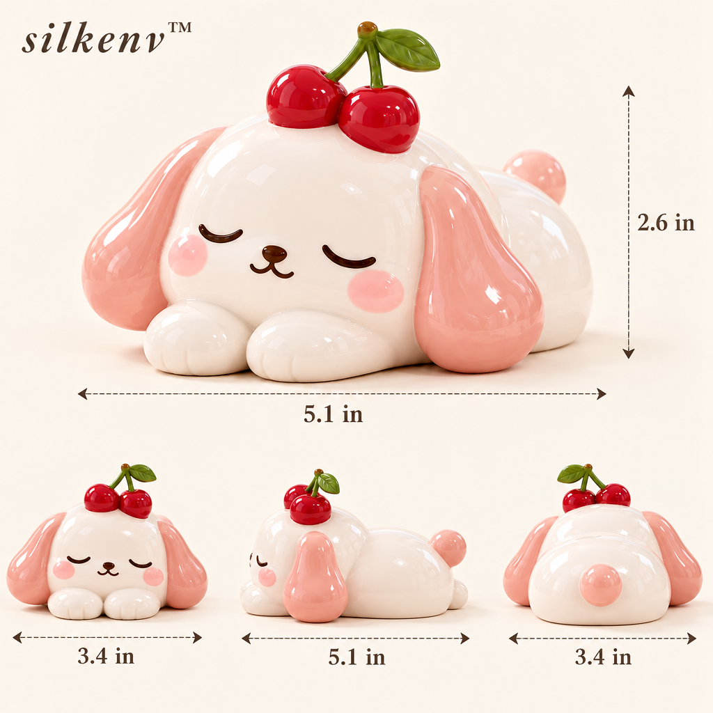𝒔𝒊𝒍𝒌𝒆𝒏𝒗™ Cherry Puppy Trinket Figurine
