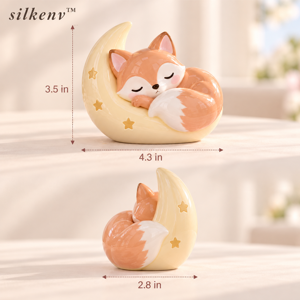 𝒔𝒊𝒍𝒌𝒆𝒏𝒗™ Moon Nap Fox Mini Sculpture