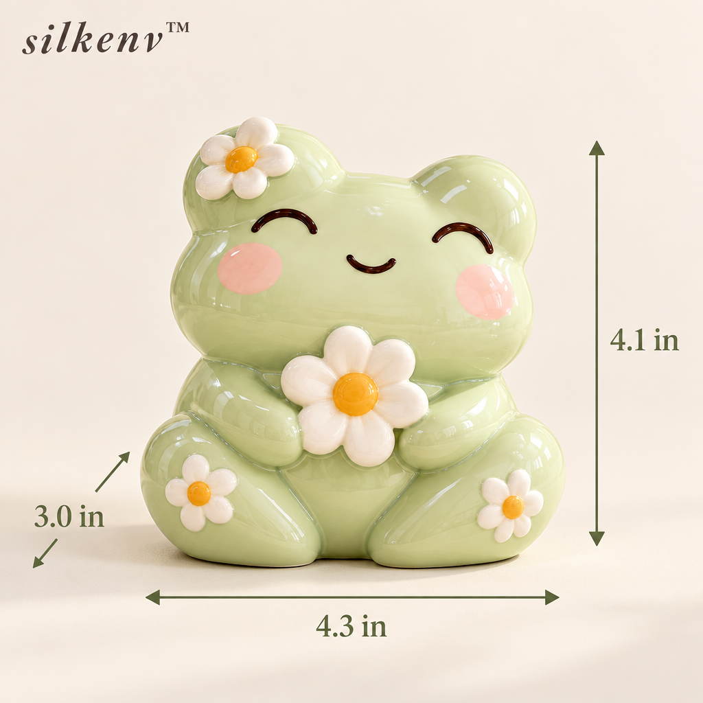 𝒔𝒊𝒍𝒌𝒆𝒏𝒗™ Daisy Frog Ceramic Ornament