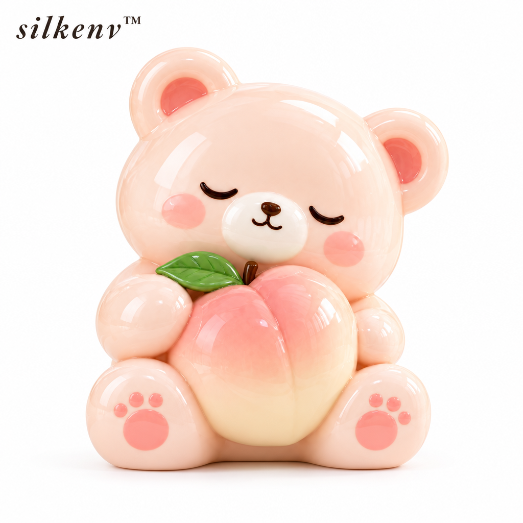 𝒔𝒊𝒍𝒌𝒆𝒏𝒗™ Peach Bear Shelf Sculpture