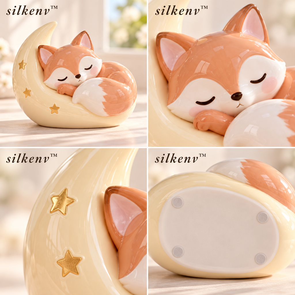 𝒔𝒊𝒍𝒌𝒆𝒏𝒗™ Moon Nap Fox Mini Sculpture