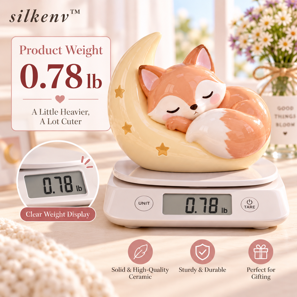 𝒔𝒊𝒍𝒌𝒆𝒏𝒗™ Moon Nap Fox Mini Sculpture