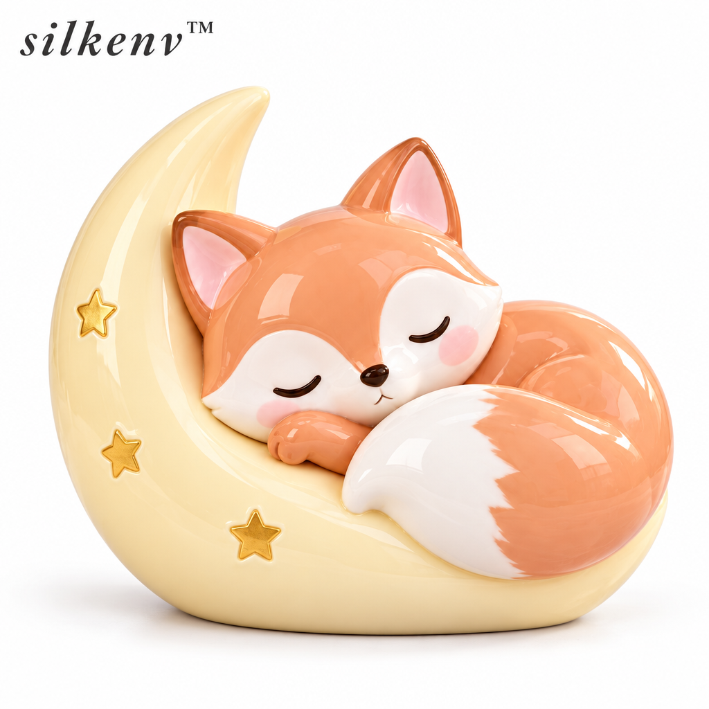 𝒔𝒊𝒍𝒌𝒆𝒏𝒗™ Moon Nap Fox Mini Sculpture