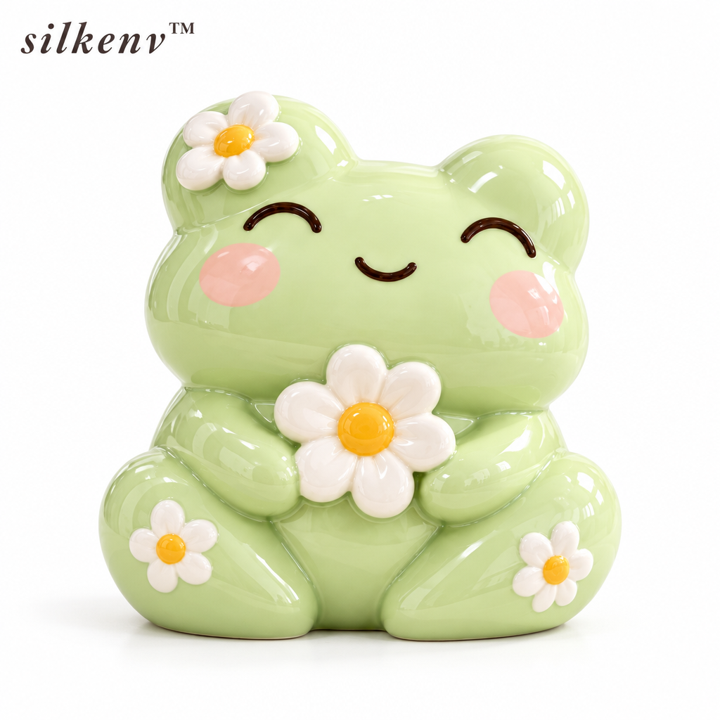 𝒔𝒊𝒍𝒌𝒆𝒏𝒗™ Daisy Frog Ceramic Ornament